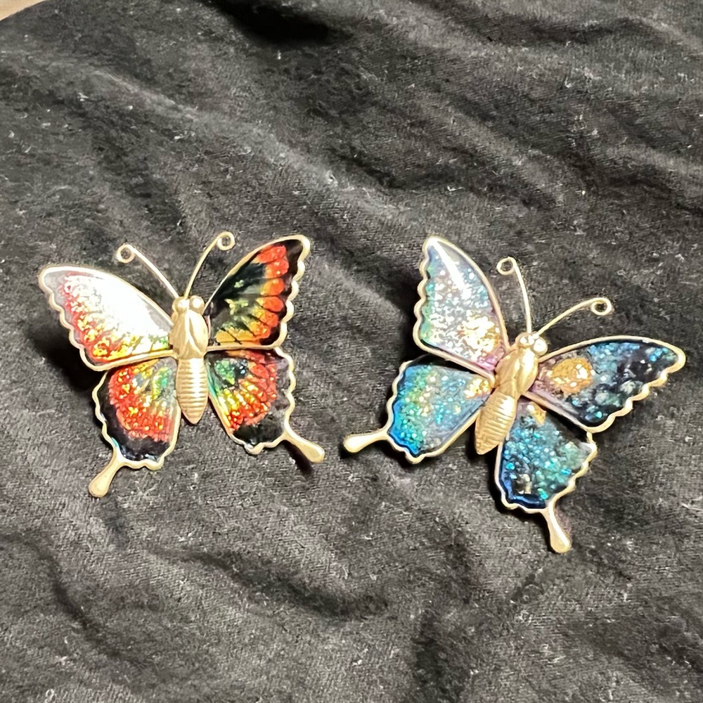 VINTAGE Colorful Enamel glitter Butterly
Metal Brooch pins
